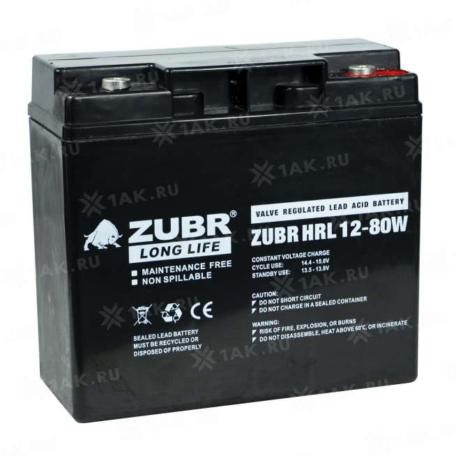 Аккумулятор ZUBR (18 Ач,12 V) AGM 181x77x167 мм 5.85 кг 7