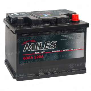 Аккумулятор MILES (60 Ah, 12 V) Обратная, R+ L02 арт.MIL600E