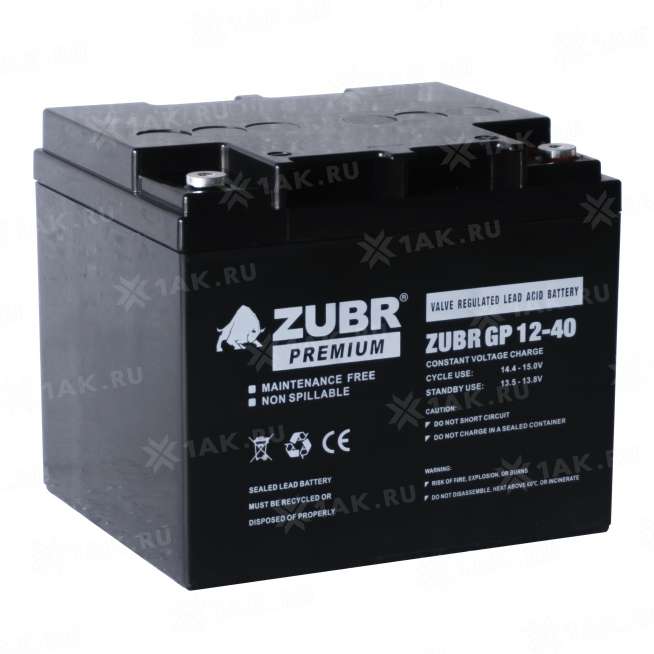 Аккумулятор ZUBR (40 Ач,12 V) AGM 197x165x172 мм 13.2 кг 7