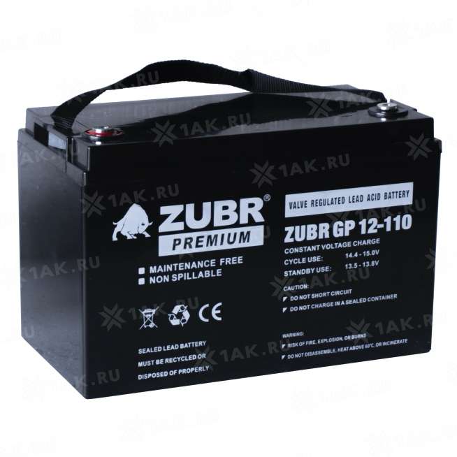 Аккумулятор ZUBR (110Ач,12 V) AGM 330x171x216/219 мм 31 кг 0