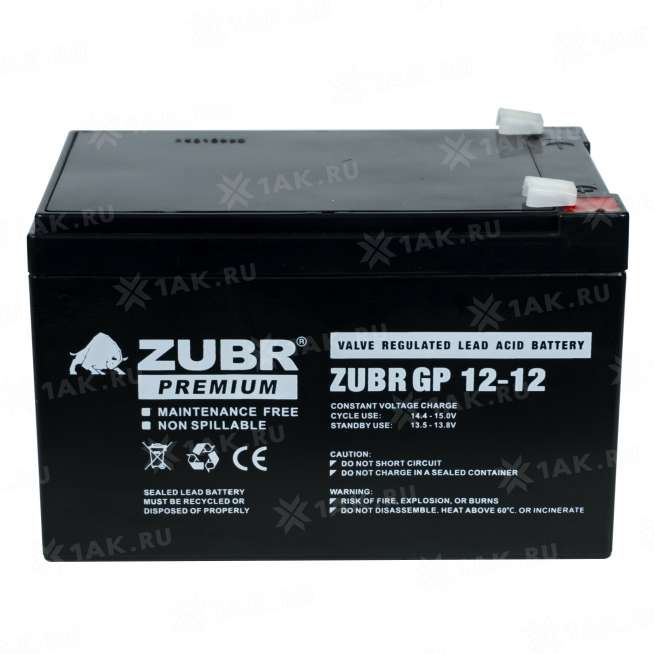 Аккумулятор ZUBR (12Ач,12 V) AGM 151x98x94/100 мм 3.6 кг 0