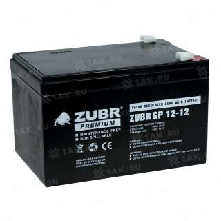 Аккумулятор ZUBR (12Ач,12 V) AGM 151x98x94/100 мм 3.6 кг