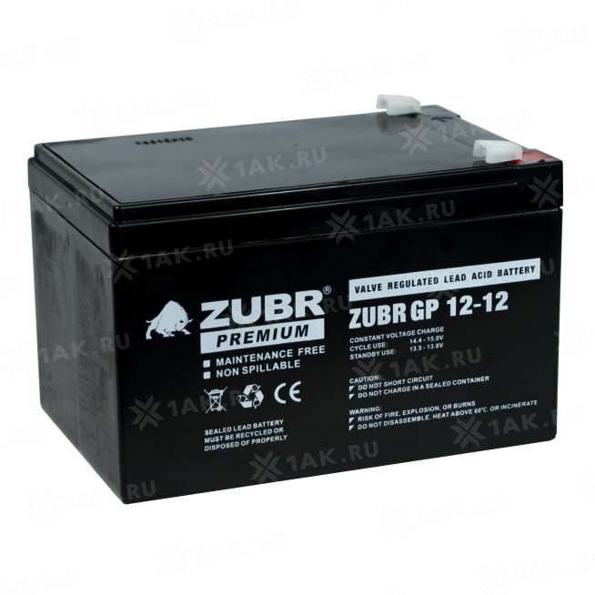 Аккумулятор ZUBR (12Ач,12 V) AGM 151x98x94/100 мм 3.6 кг 1