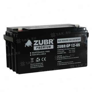 Аккумулятор ZUBR (65Ач,12 V) AGM 350x166x175 мм 21 кг