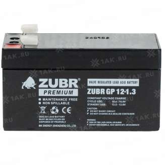Аккумулятор ZUBR (1.3 Ач,12 V) AGM 97x43x53/58 мм 0.56 кг 7