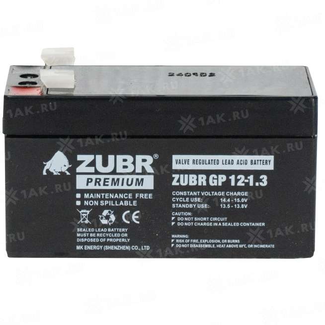 Аккумулятор ZUBR (1.3 Ач,12 V) AGM 97x43x53/58 мм 0.56 кг 7