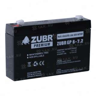 Аккумулятор ZUBR (7.2Ач,6 V) AGM 151x34x94/100 мм 1.15 кг