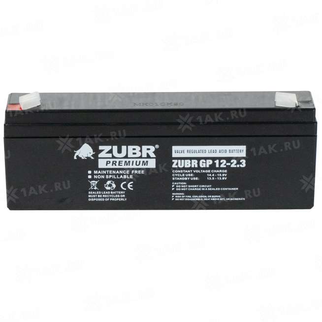 Аккумулятор ZUBR (2.3Ач,12 V) AGM 177x35x62/67 мм 0.92 кг 0