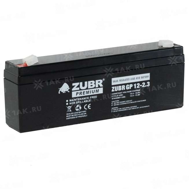 Аккумулятор ZUBR (2.3Ач,12 V) AGM 177x35x62/67 мм 0.92 кг 1