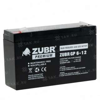 Аккумулятор ZUBR (12Ач,6 V) AGM 151x50x94/100 мм 1.75 кг