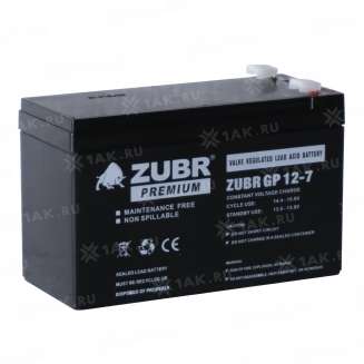 Аккумулятор ZUBR (7 Ач,12 V) AGM 151x65x94/100 мм 2.2 кг 6
