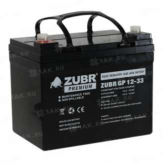 Аккумулятор ZUBR (33 Ач,12 V) AGM 195x130x167 мм 10 кг 7
