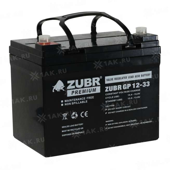 Аккумулятор ZUBR (33 Ач,12 V) AGM 195x130x167 мм 10 кг 7