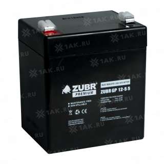 Аккумулятор ZUBR (5.5Ач,12 V) AGM 90х70х101/107 мм 1.75 кг