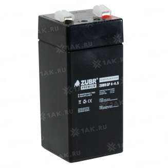 Аккумулятор ZUBR (4.5 Ач,4 V) AGM 47x47x102/107 мм 0.54 кг 6