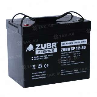 Аккумулятор ZUBR (80Ач,12 V) AGM 258х168х208/211 мм 24.6 кг