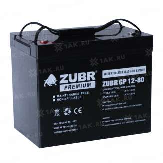 Аккумулятор ZUBR (80 Ач,12 V) AGM 258x168x208/211 мм 24.6 кг 7