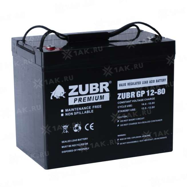 Аккумулятор ZUBR (80 Ач,12 V) AGM 258x168x208/211 мм 24.6 кг 7