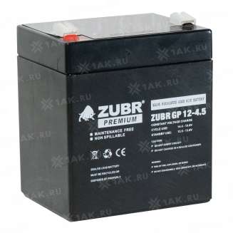 Аккумулятор ZUBR (4.5 Ач,12 V) AGM 90x70x101/107 мм 1.56 кг 6