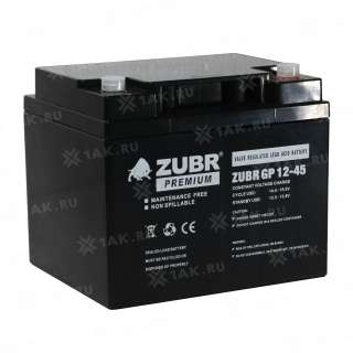 Аккумулятор ZUBR (45Ач,12 V) AGM 197x165x172 мм 15 кг