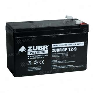 Аккумулятор ZUBR (9Ач,12 V) AGM 151х65х94/100 мм 2.6 кг
