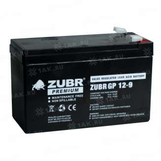 Аккумулятор ZUBR (9 Ач,12 V) AGM 151x65x94/100 мм 2.6 кг 6