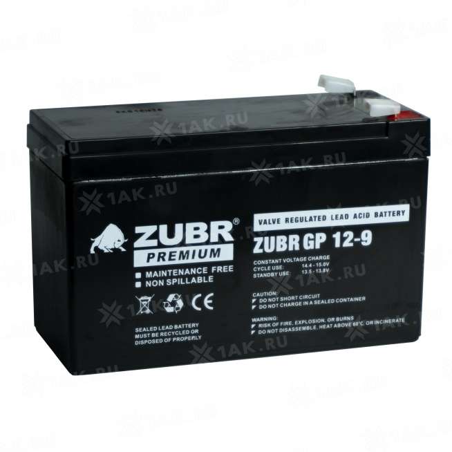 Аккумулятор ZUBR (9 Ач,12 V) AGM 151x65x94/100 мм 2.6 кг 6