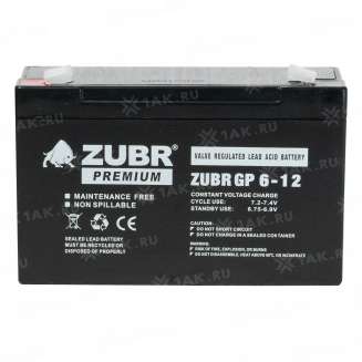 Аккумулятор ZUBR (12 Ач,6 V) AGM 151x50x94/100 мм 1.75 кг 7