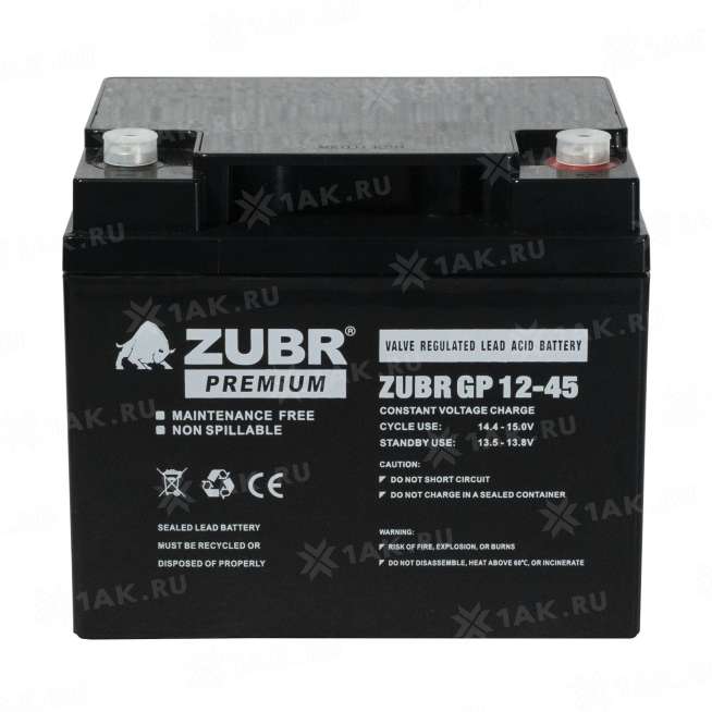 Аккумулятор ZUBR (45 Ач,12 V) AGM 197x165x172 мм 15 кг 9
