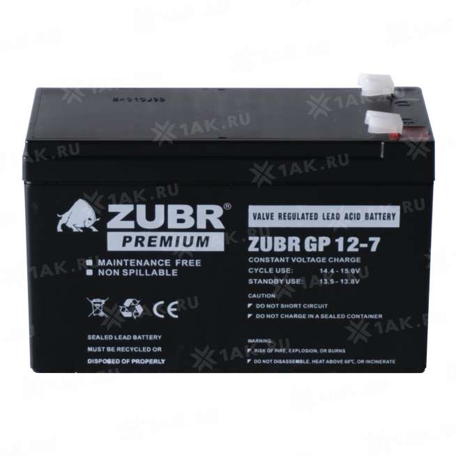 Аккумулятор ZUBR (7Ач,12 V) AGM 151x65x94/100 мм 2.2 кг 1