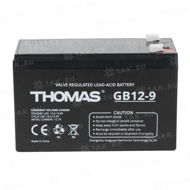 Аккумулятор THOMAS (9Ач,12 V) AGM 151х65х94/100 мм 2.2 кг 2