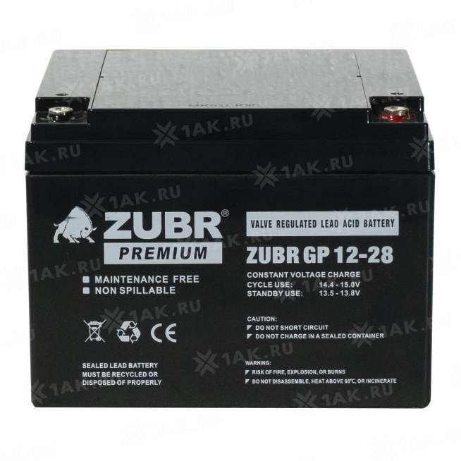 Аккумулятор ZUBR (28Ач,12 V) AGM 166x175x125 мм 8.3 кг 2