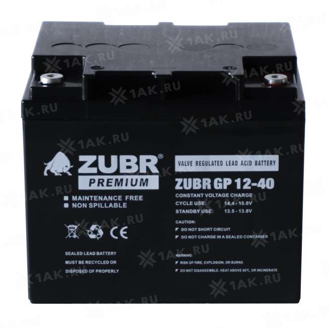Аккумулятор ZUBR (40 Ач,12 V) AGM 197x165x172 мм 13.2 кг 8