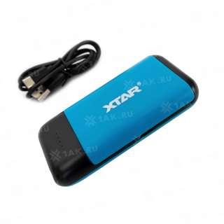 Зарядное устройство XTAR PB2S-blue для аккумуляторных элементов с USB кабелем
