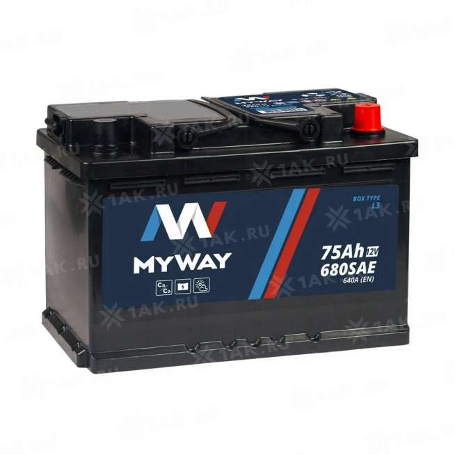 Аккумулятор MYWAY (75 Ач, 12 V) Обратная, R+ L3 арт.MW750SU 0