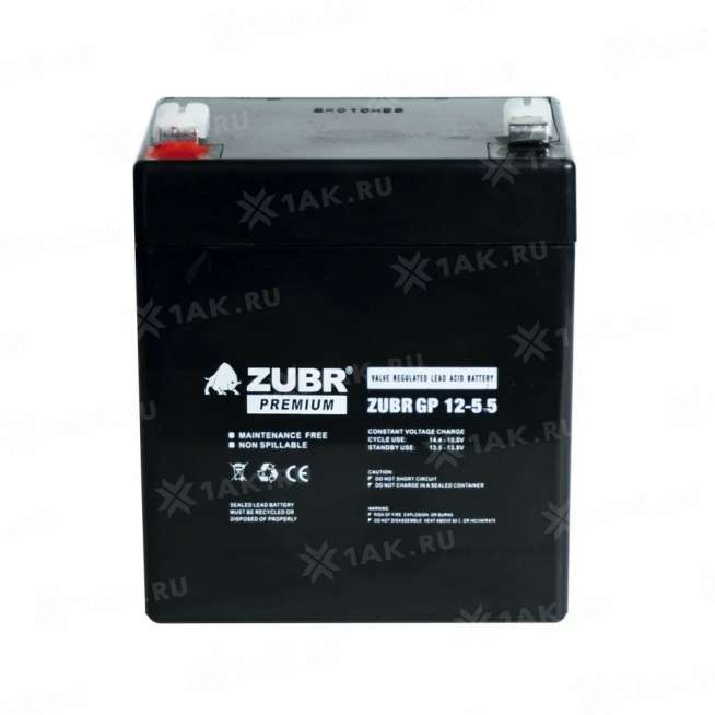 Аккумулятор ZUBR (5.5Ач,12 V) AGM 90x70x101/107 мм 1.74 кг 0