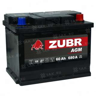 Аккумулятор ZUBR (60Ач, 12 V) Обратная, R+ L2 арт.AGM.L2.60.068.A