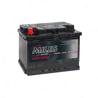 Аккумулятор MILES (60Ач, 12 V) Прямая, L+ L02 арт.MIL601E