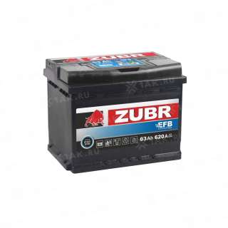 Аккумулятор ZUBR EFB (63 Ач, 12 V) Прямая, L+ L2 арт.ZE6301
