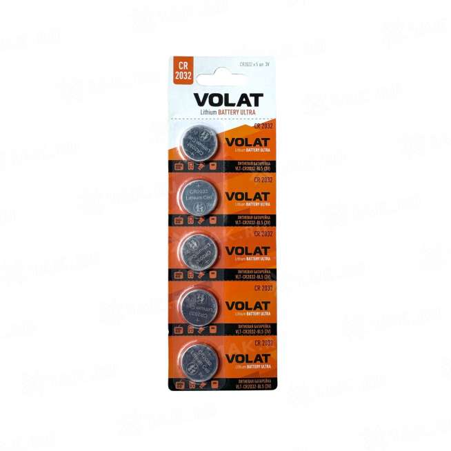 Литиевые батареи VOLAT CR2032-5BL, 3V (5 блистеров) 0