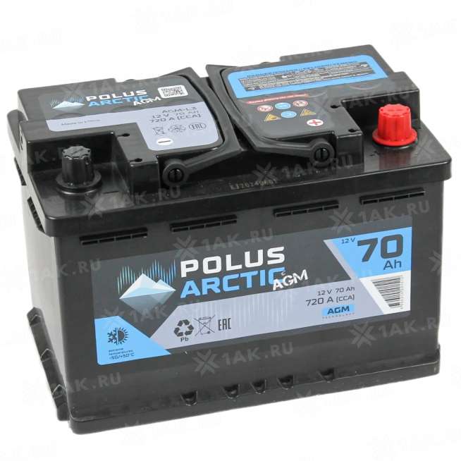 Аккумулятор POLUS ARCTIC (70 Ач, 12 V) Обратная, R+ L3 арт.PA70.0AGM 0