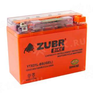 Аккумулятор ZUBR (21 Ач, 12 V) Обратная, R+ YTX21L-BS арт.YTX21L-BS (iGEL)