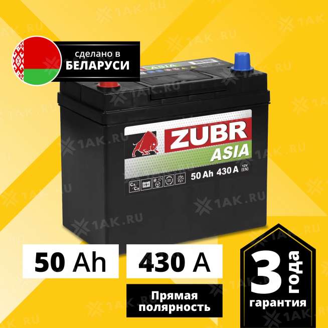 Аккумулятор ZUBR Premium Asia (50 Ач, 12 V) Прямая, L+ B24 арт.ZPA501 0