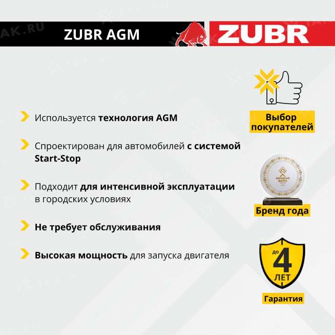 Аккумулятор ZUBR AGM (95 Ач, 12 V) Обратная, R+ L5 арт.AGM.L5.95.090.AT 4