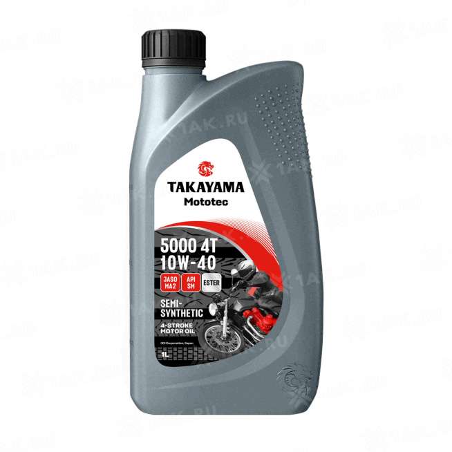 Масло моторное TAKAYAMA Mototec 5000 4T SAE 10W-40 API SM JASO MA-2 (Ж.Б), 1 л., Россия 0