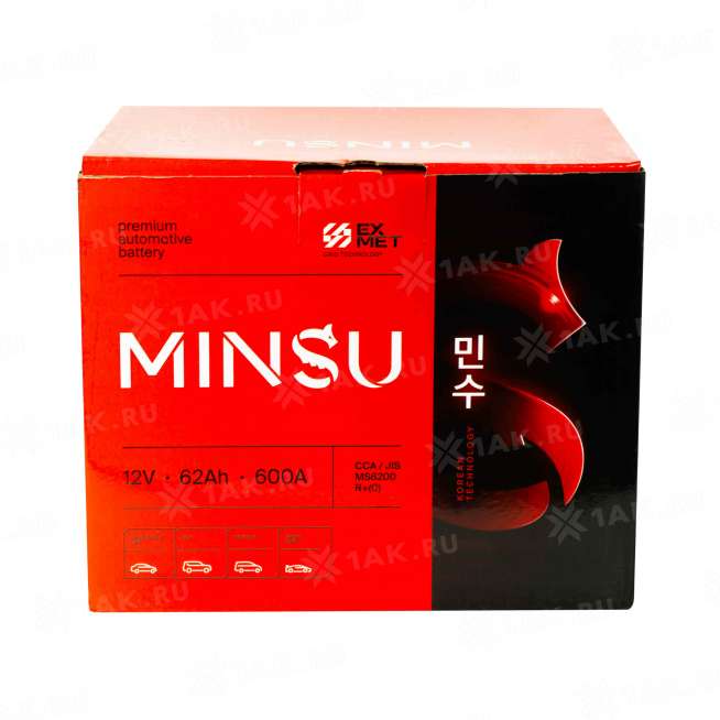 Аккумулятор MINSU (62 Ач, 12 V) Обратная, R+ L2 арт.56219 L2 4