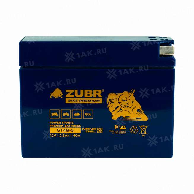 Аккумулятор ZUBR BIKE PREMIUM (2.5 Ач, 12 V) Обратная, R+ GT4B-5 арт.GT4B-5 (ZubrPrem) 0