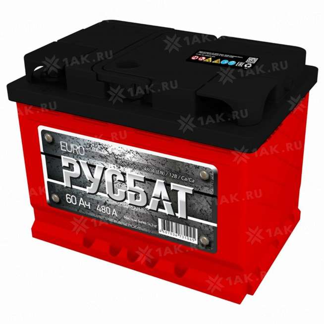 Аккумулятор РУСБАТ (60 Ач, 12 V) Обратная, R+ L2 арт. 0