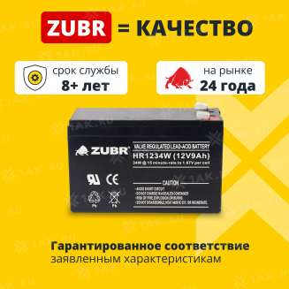 Аккумулятор ZUBR (9 Ач,12 V) AGM 151x65x94 мм 2.6 кг 1