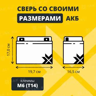 Аккумулятор ZUBR (45 Ач,12 V) AGM 197x165x170 мм 14.3 кг 3
